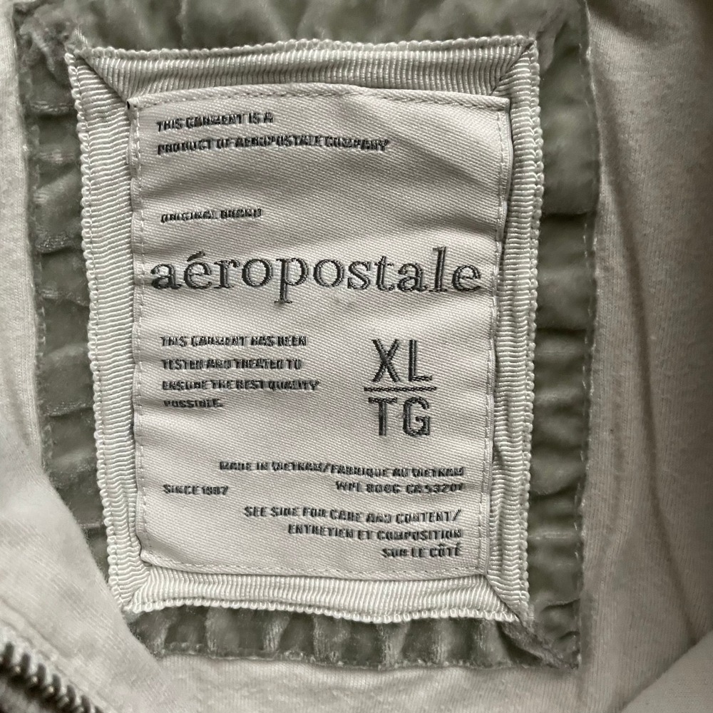 Vintage Aeropostale Hooded Zip Up Hoodie Womens XL White Y2K Faux Fur Trim - Picture 3 of 6